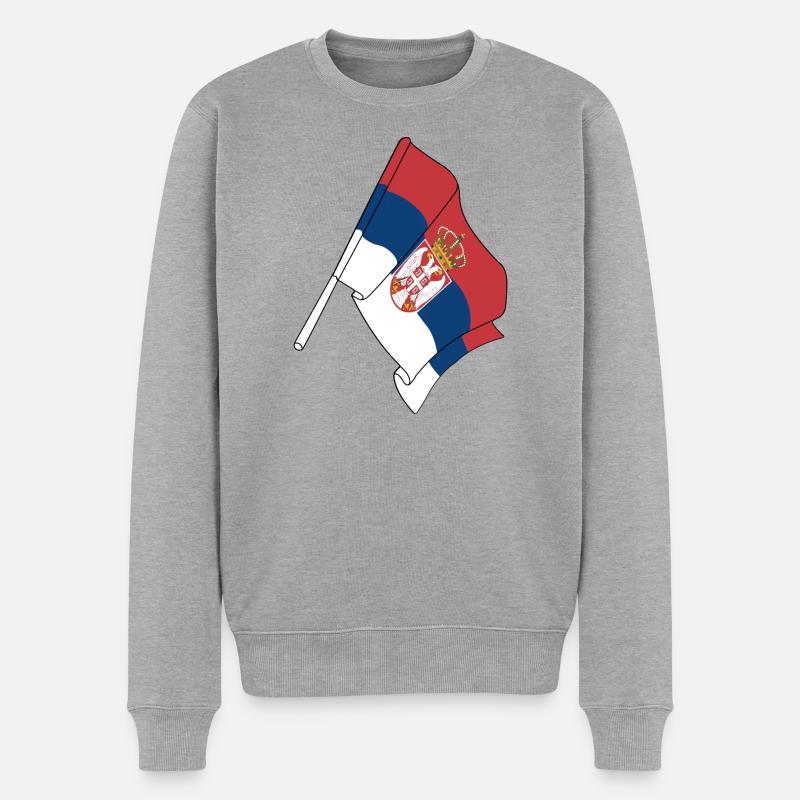 Flagge von Serbien - Männer Premium Bio Pullover - Grau meliert