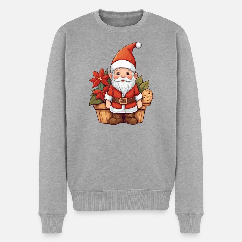 Weihnachts Wichtel - Männer Premium Bio Pullover - Grau meliert