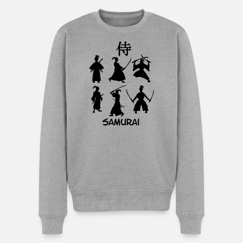 SamuraiJapanischer Schwertkämpfer - Männer Premium Bio Pullover - Grau meliert