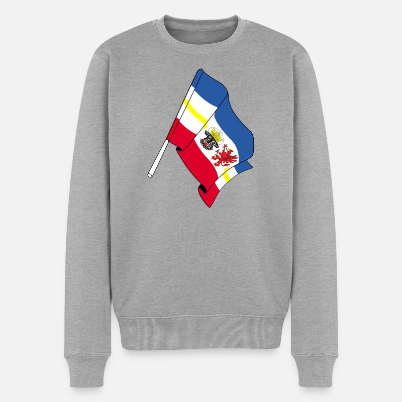 Flagge Mecklenburg Vorpommern - Männer Premium Bio Pullover - Grau meliert