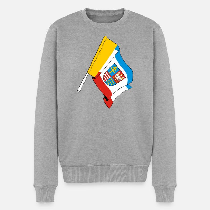 Flagge Heiliges Kreuz Polen - Männer Premium Bio Pullover - Grau meliert