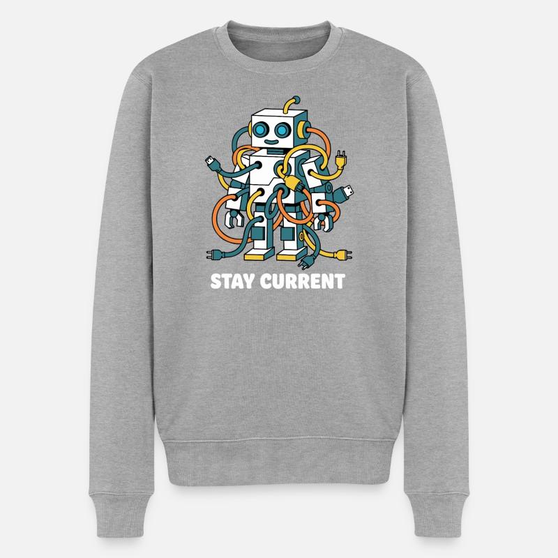 Stay Current Roboter Kabelkunst - Männer Premium Bio Pullover - Grau meliert