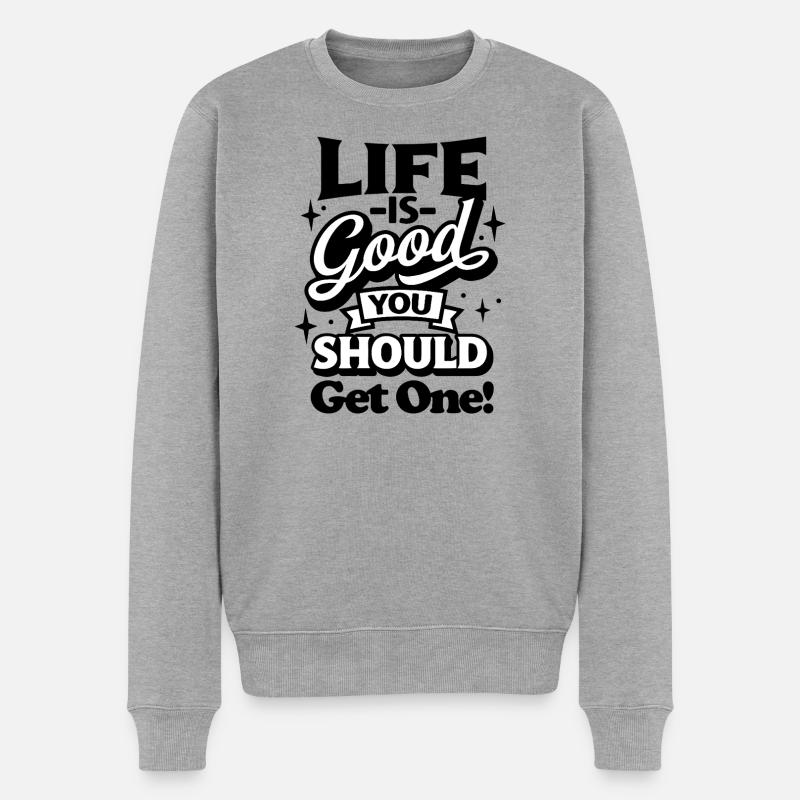 Positive Ermutigung Motivational Design - Männer Premium Bio Pullover - Grau meliert