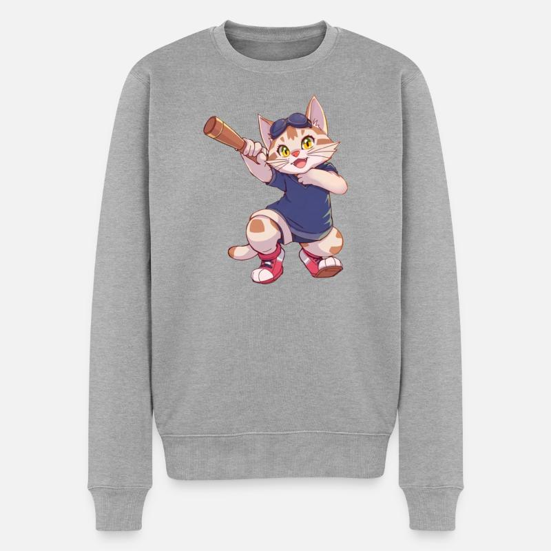 Chat, Chats - Pull Premium bio Homme - gris chiné
