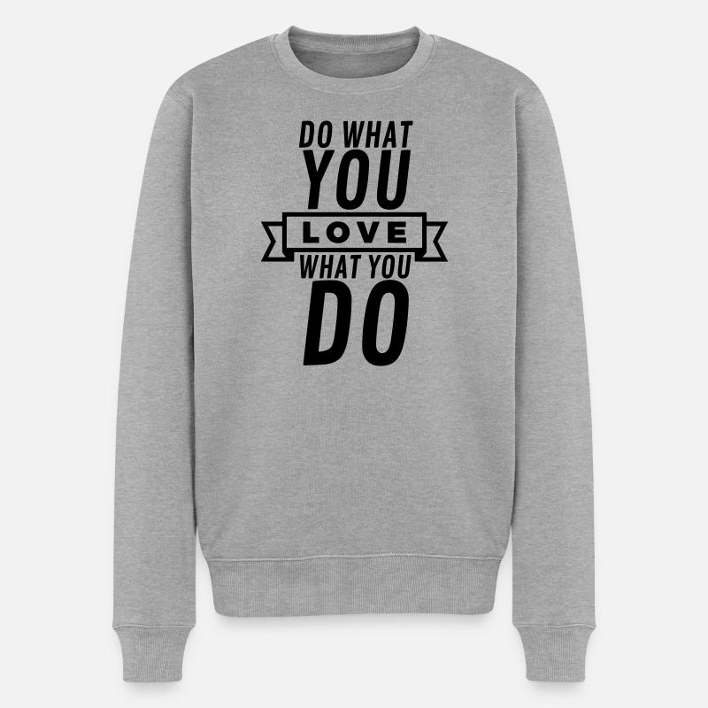 Tu, was du liebst – Motivation Banner Schwarz - Männer Premium Bio Pullover - Grau meliert