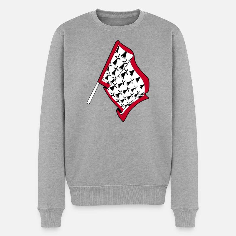 Limousin-Flagge - Männer Premium Bio Pullover - Grau meliert