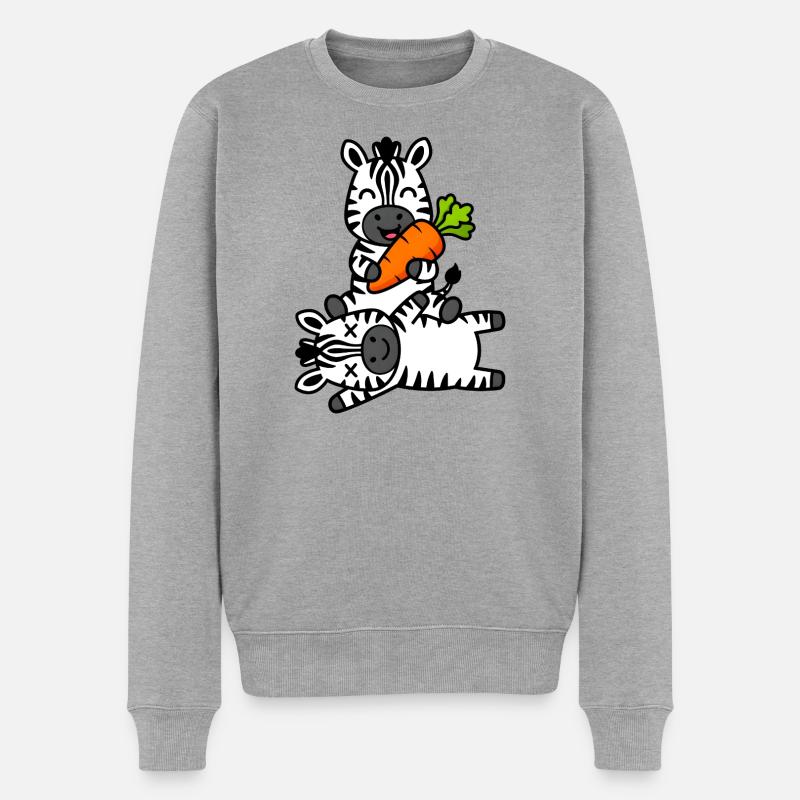 Süße Zebra-Freunde mit Karottenspaß - Männer Premium Bio Pullover - Grau meliert