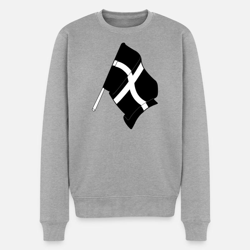 Cornwall-Flagge - Männer Premium Bio Pullover - Grau meliert