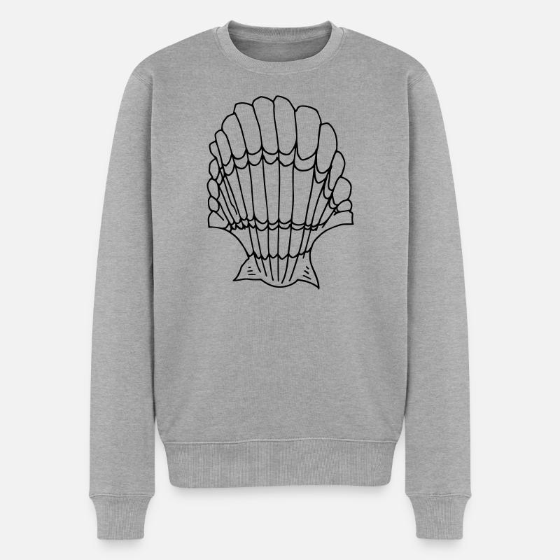 Muschel - Männer Premium Bio Pullover - Grau meliert