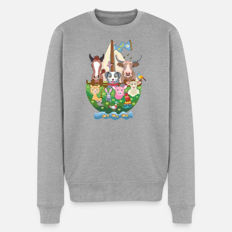 Noahs Arche - Männer Premium Bio Pullover - Grau meliert