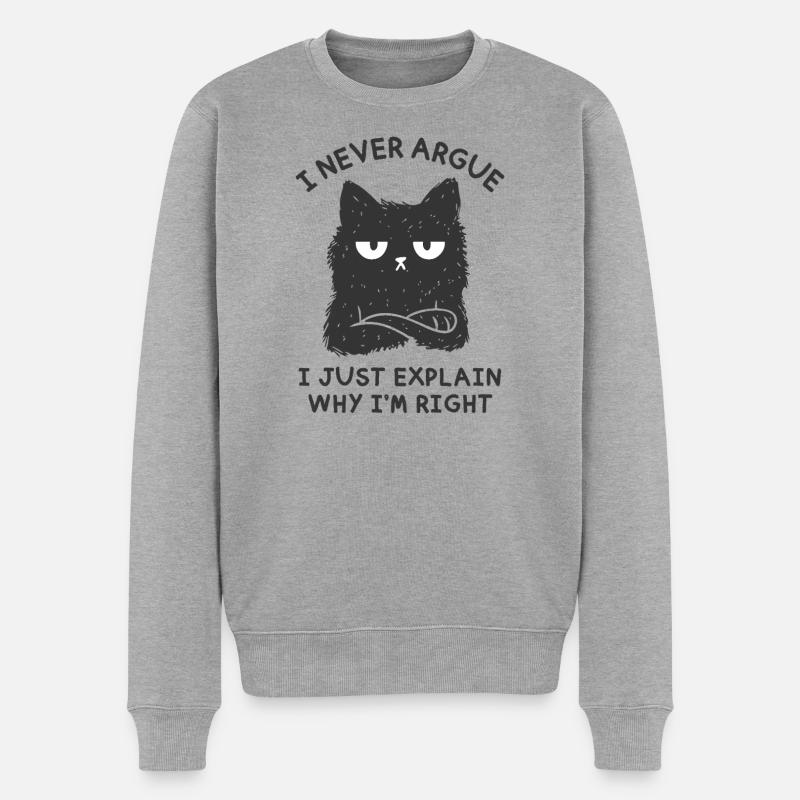 Ich streite nie - Männer Premium Bio Pullover - Grau meliert