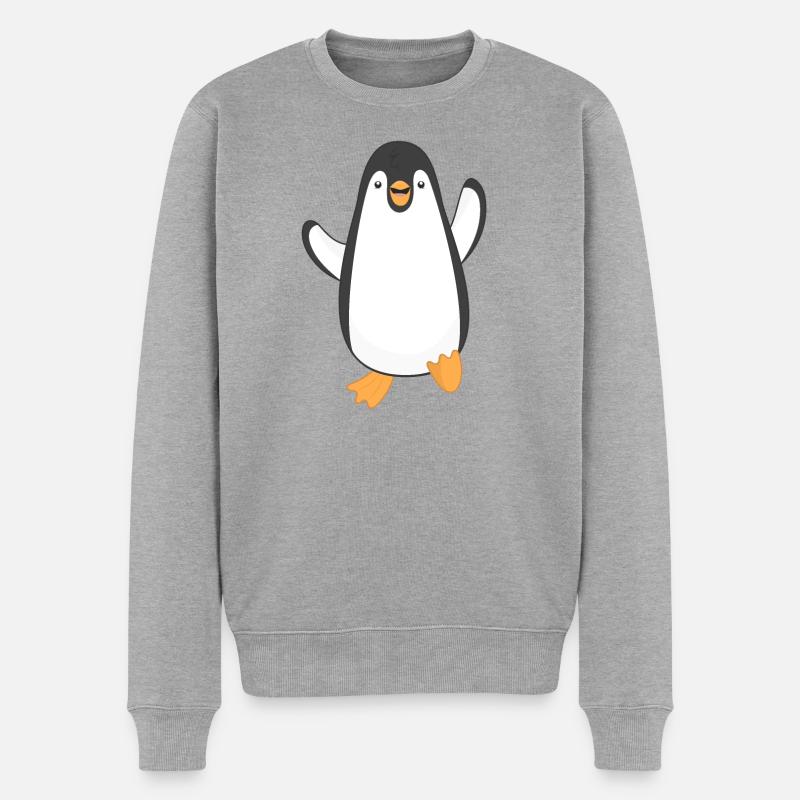 Pinguin Pinguine - Männer Premium Bio Pullover - Grau meliert