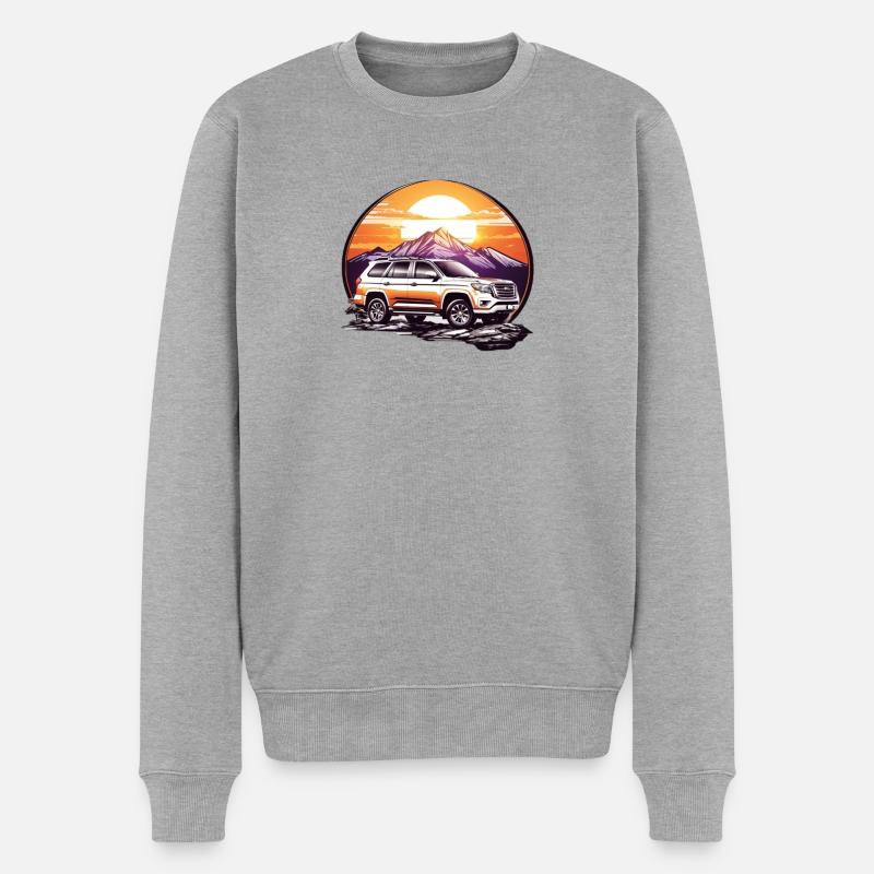 Geländewagen 4x4 - Männer Premium Bio Pullover - Grau meliert
