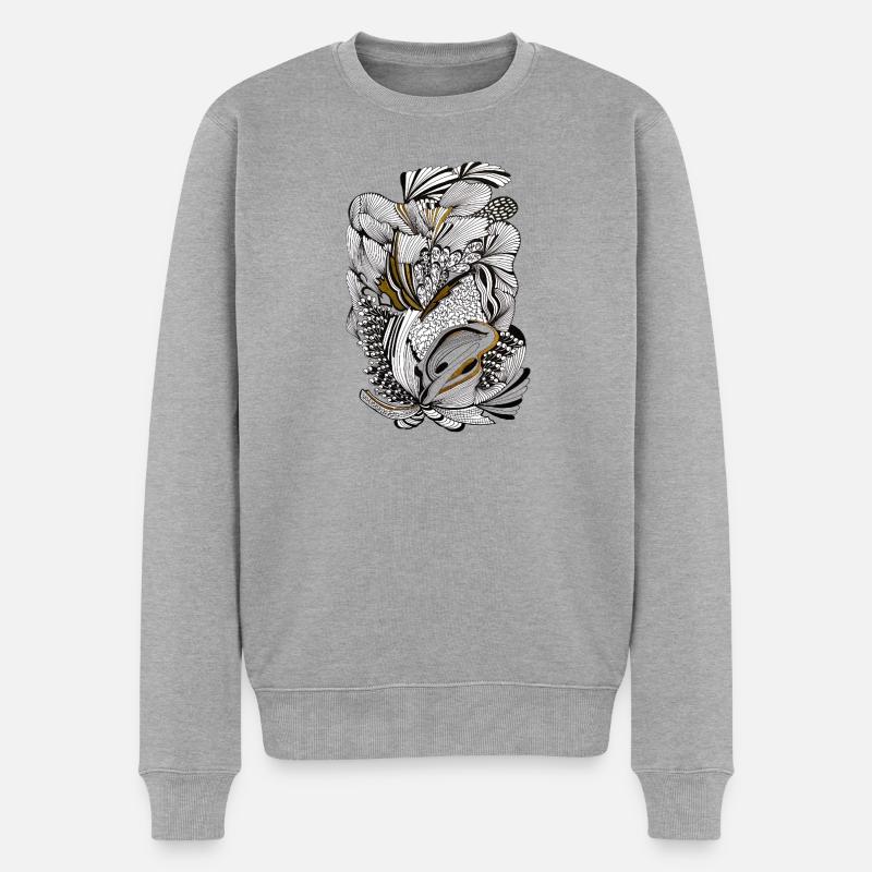 Accent doré du feuillage noir - Pull Premium bio Homme - gris chiné