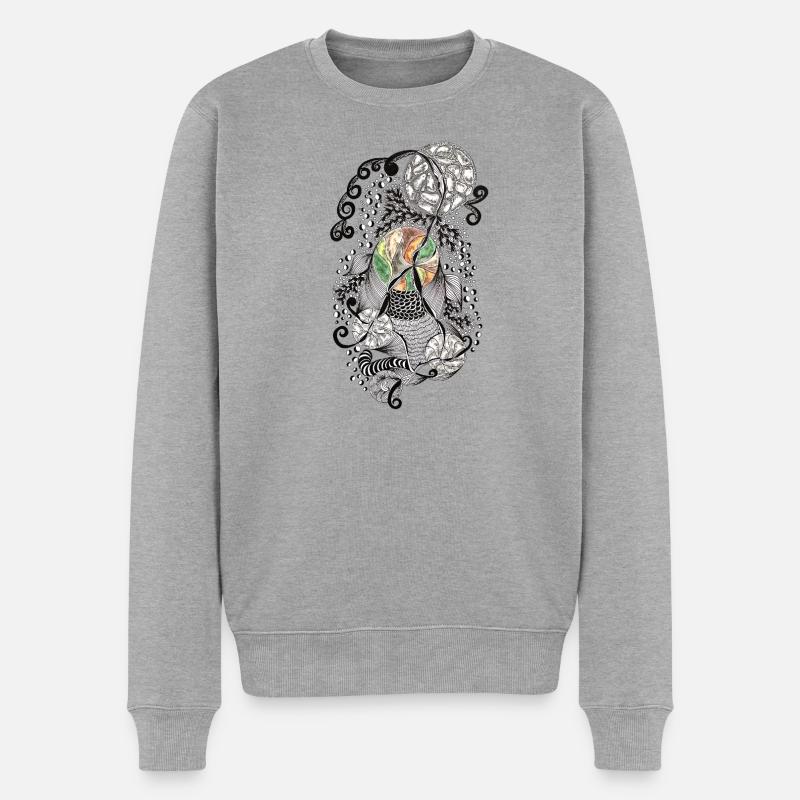 Koi Farbkreislauf Muster - Männer Premium Bio Pullover - Grau meliert