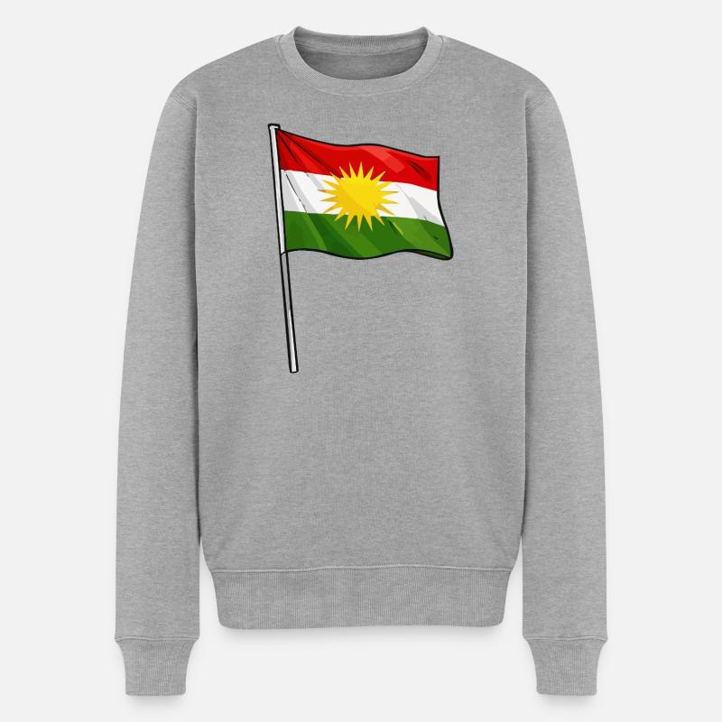 Kurdistan Flag Sonnenstern - Männer Premium Bio Pullover - Grau meliert