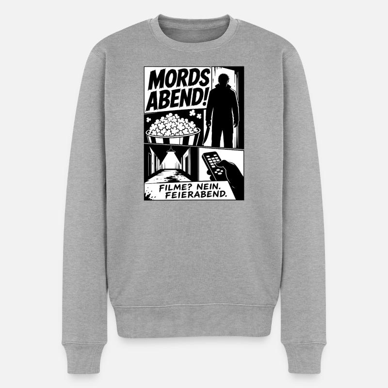 Mordsabend Filme Nein Feierabend - Männer Premium Bio Pullover - Grau meliert