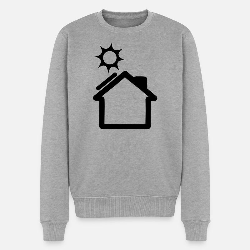 Sonnenkollektor auf Hauslogo - Männer Premium Bio Pullover - Grau meliert