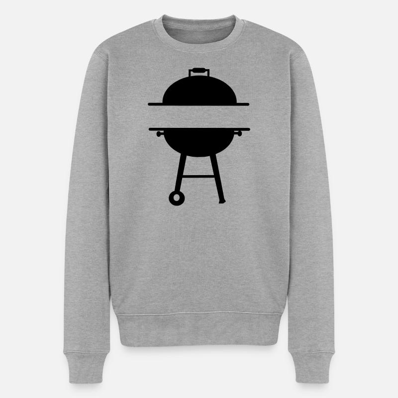 BBQ-Monogramm-Emblem - Männer Premium Bio Pullover - Grau meliert