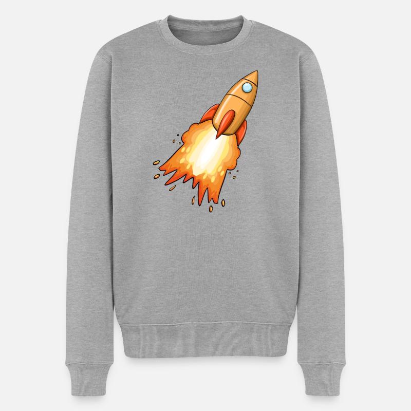 Rakete - Männer Premium Bio Pullover - Grau meliert