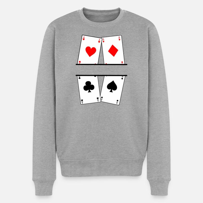 Textbanner mit vier Assen - Männer Premium Bio Pullover - Grau meliert