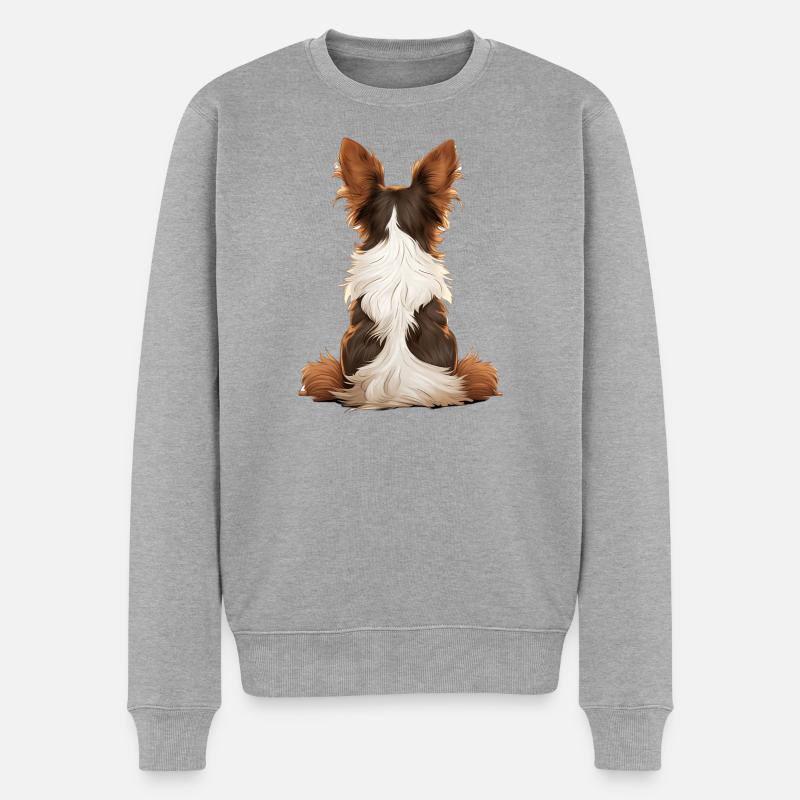Papillon - Männer Premium Bio Pullover - Grau meliert