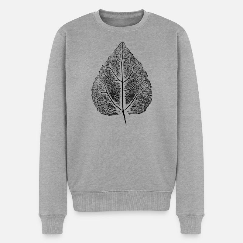 Blatt Linde ANALOG Kunstdruck - Männer Premium Bio Pullover - Grau meliert