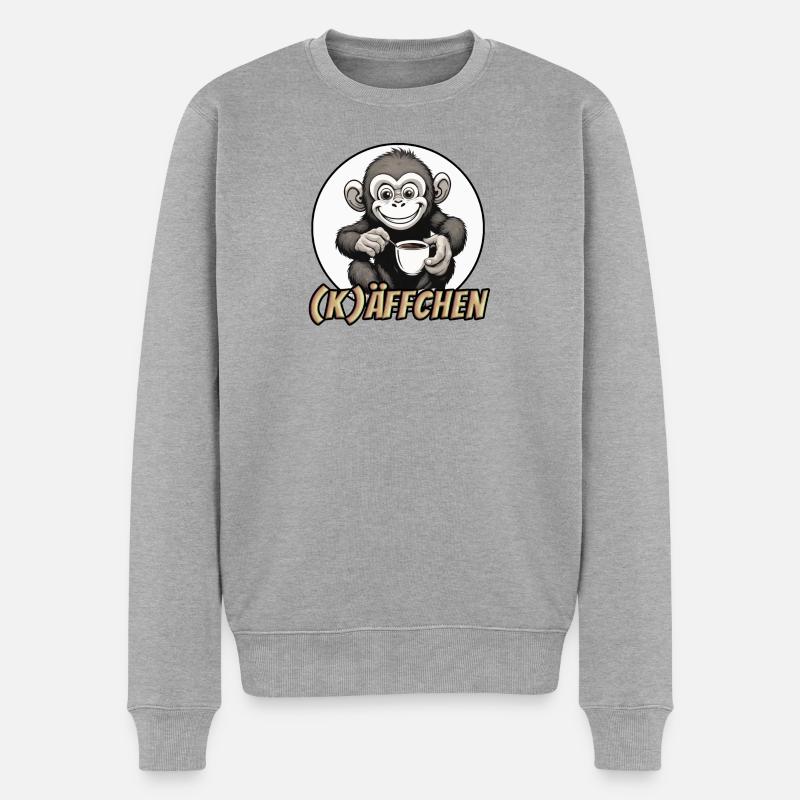 Käffchen - Männer Premium Bio Pullover - Grau meliert