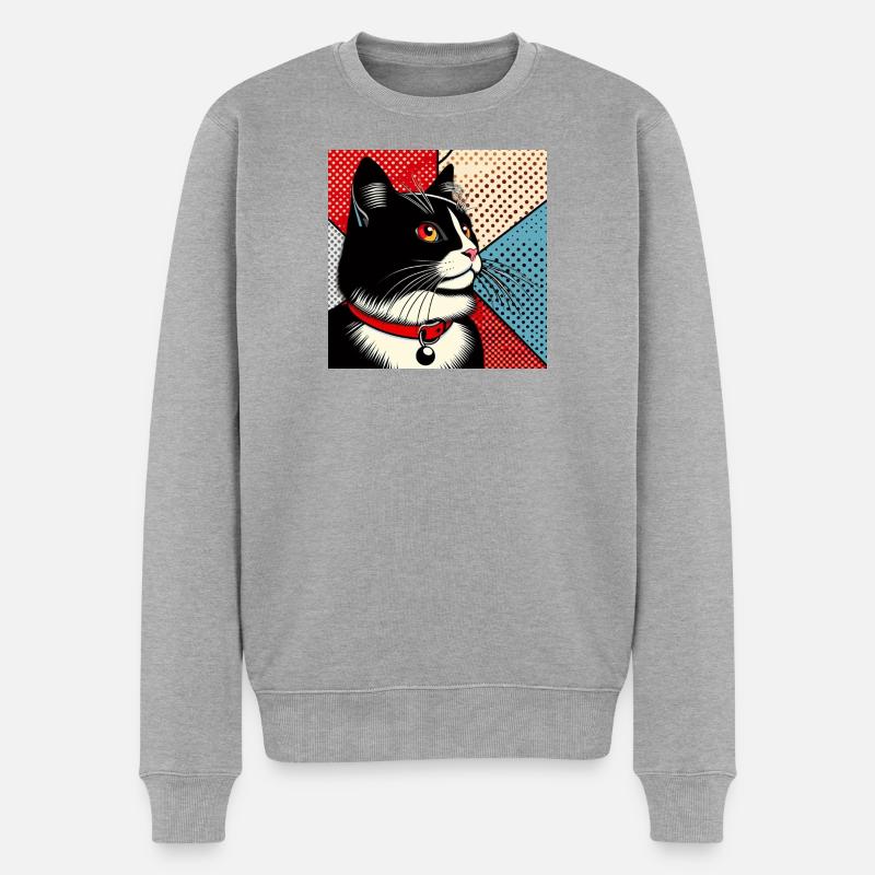 Kat 1 3 - Männer Premium Bio Pullover - Grau meliert