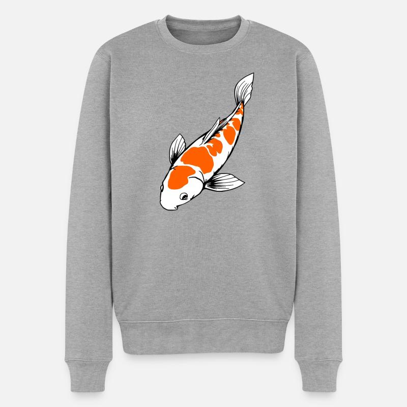 Koi Fisch - Männer Premium Bio Pullover - Grau meliert