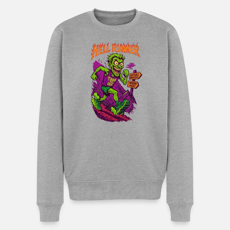HELL RUNNER  - Männer Premium Bio Pullover - Grau meliert