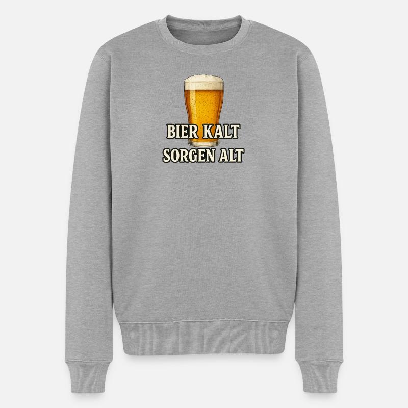 Kühles Bier Zitat Design - Männer Premium Bio Pullover - Grau meliert