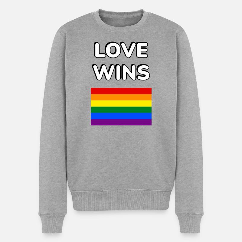 Liebe gewinnt LGBT-Flagge - Männer Premium Bio Pullover - Grau meliert