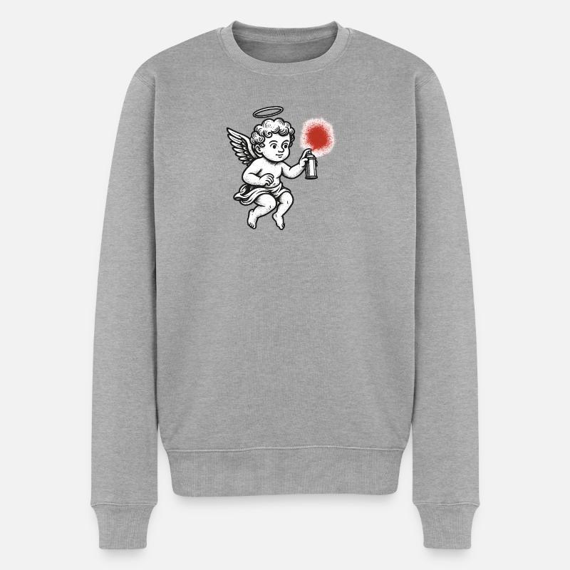 Angel Spray: Buntes Graffiti - Männer Premium Bio Pullover - Grau meliert