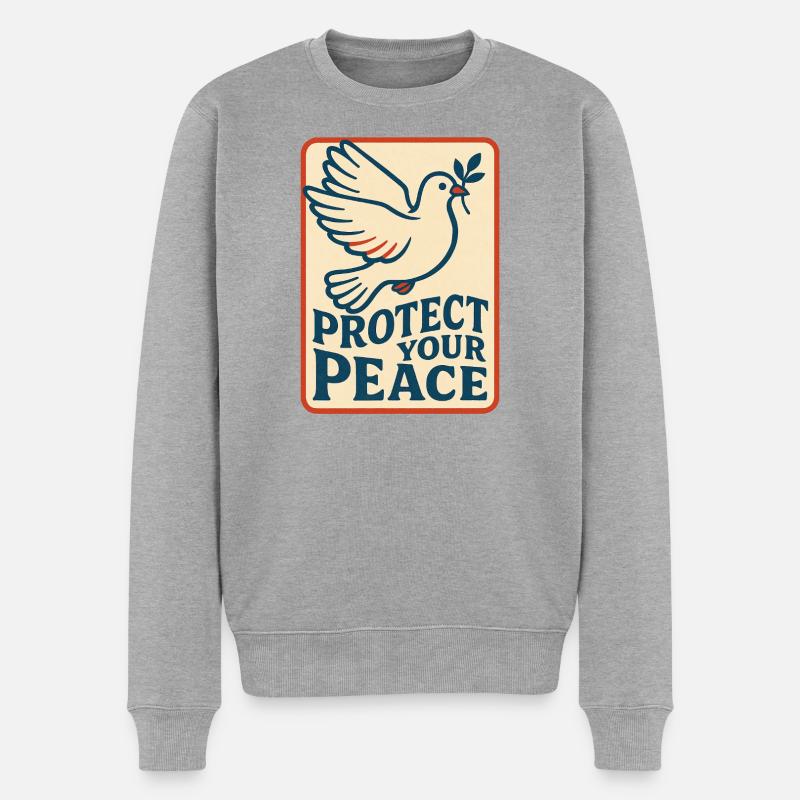 Schützen Sie Ihre Friedenstaube - Männer Premium Bio Pullover - Grau meliert