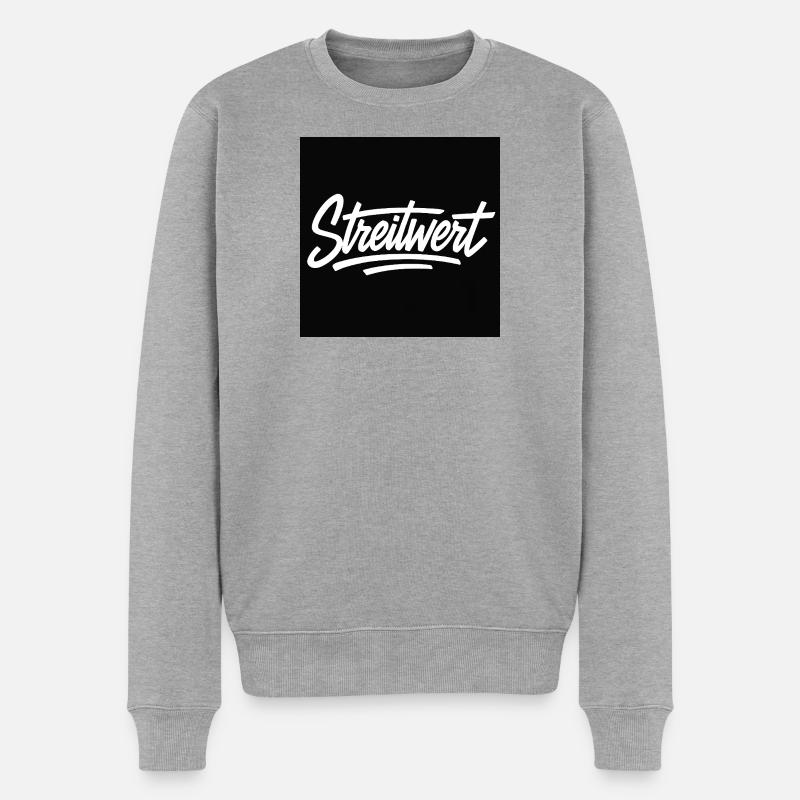Streitwert Script Logo Schwarz - Männer Premium Bio Pullover - Grau meliert