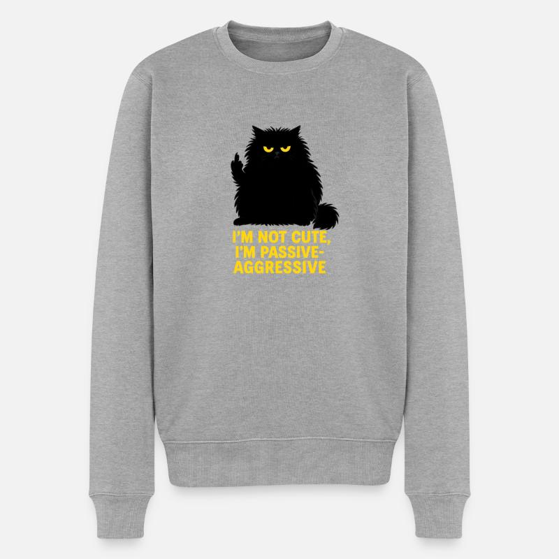 Ich bin nicht süß – Mr. Kuschelwuschel - Männer Premium Bio Pullover - Grau meliert