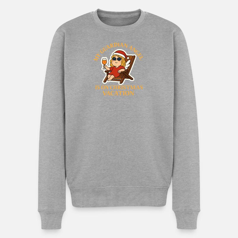 Schutzengel im Weihnachtsurlaub - Männer Premium Bio Pullover - Grau meliert