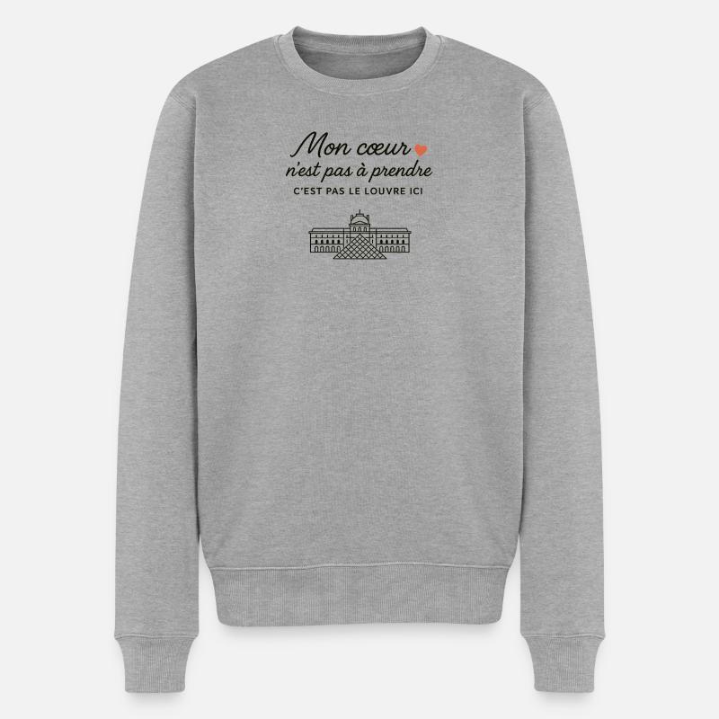 Mein Herz Louvre - Männer Premium Bio Pullover - Grau meliert
