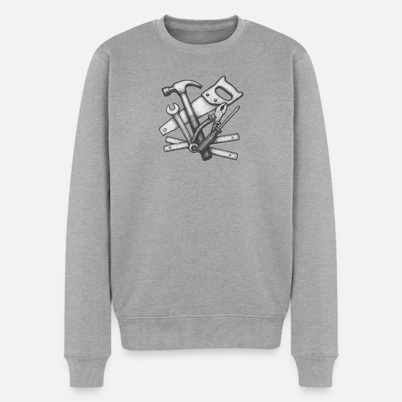 Realistische Handwerkswerkzeuge Illustration - Männer Premium Bio Pullover - Grau meliert