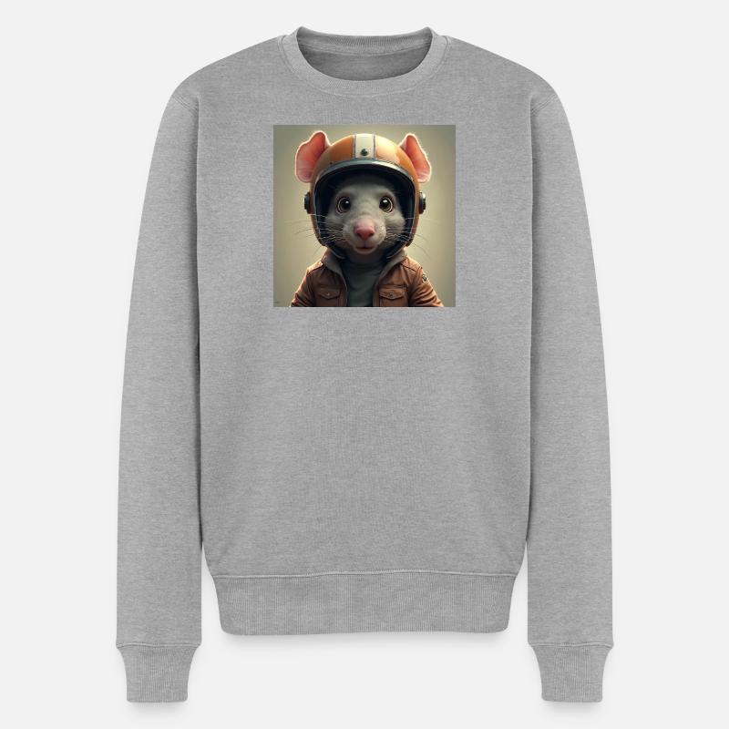 Die kleine Biker-Ratte - Männer Premium Bio Pullover - Grau meliert