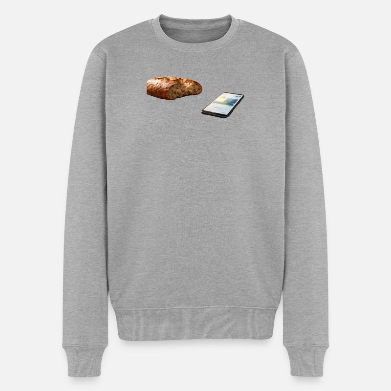 Brot  - Männer Premium Bio Pullover - Grau meliert