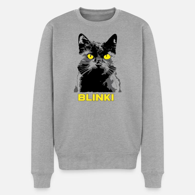 Meine Lieblings Katze - Blinki - Männer Premium Bio Pullover - Grau meliert