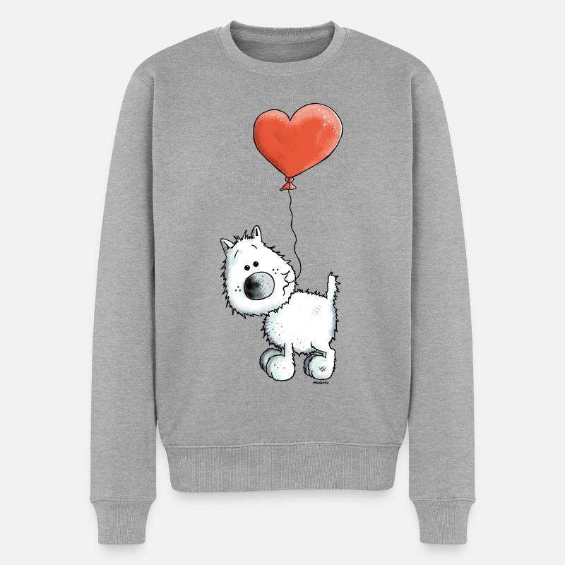 West Highland White Terrier - Chien - Pull Premium bio Homme - gris chiné