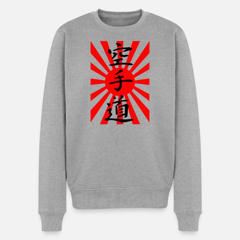 Drapeau japonais de Karaté - Pull Premium bio Homme - gris chiné