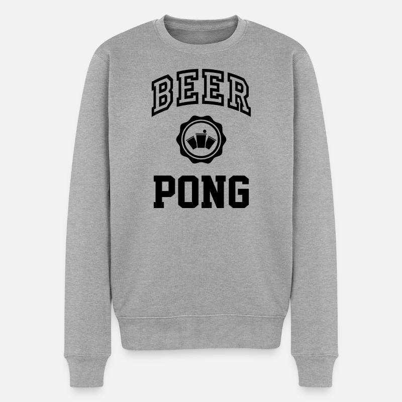 Bier Pong Uni - Männer Premium Bio Pullover - Grau meliert