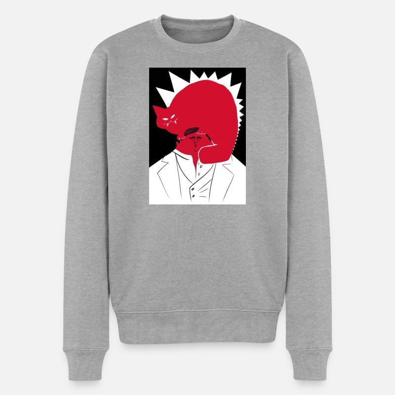 Verrückte Katze - Männer Premium Bio Pullover - Grau meliert