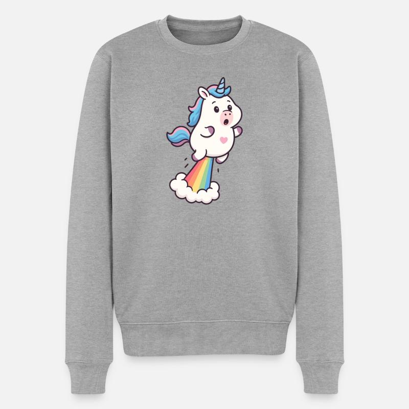 Magisches Einhorn – Niedlicher und Regenbogen-Humor - Männer Premium Bio Pullover - Grau meliert