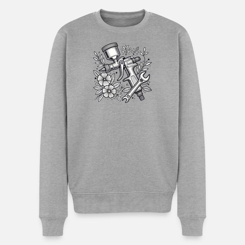 Lackierpistole - Männer Premium Bio Pullover - Grau meliert