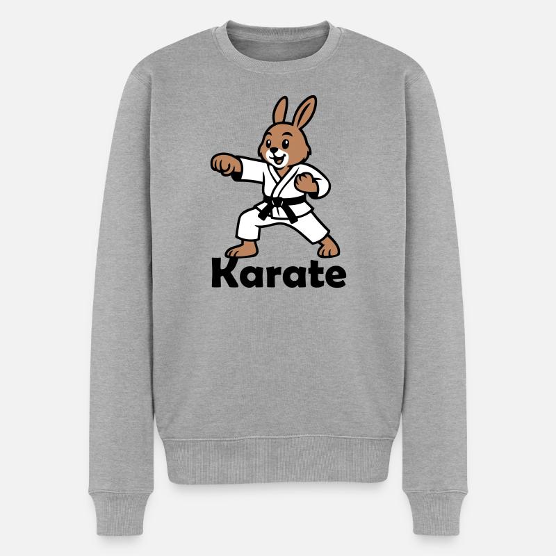 Karate Hase - Männer Premium Bio Pullover - Grau meliert